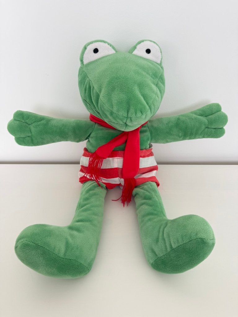 Knuffel handpop, poppenkastpop Kikker & zijn vriendjes 45 cm, Kikker, Groen, Overige karakters, Ophalen of Verzenden