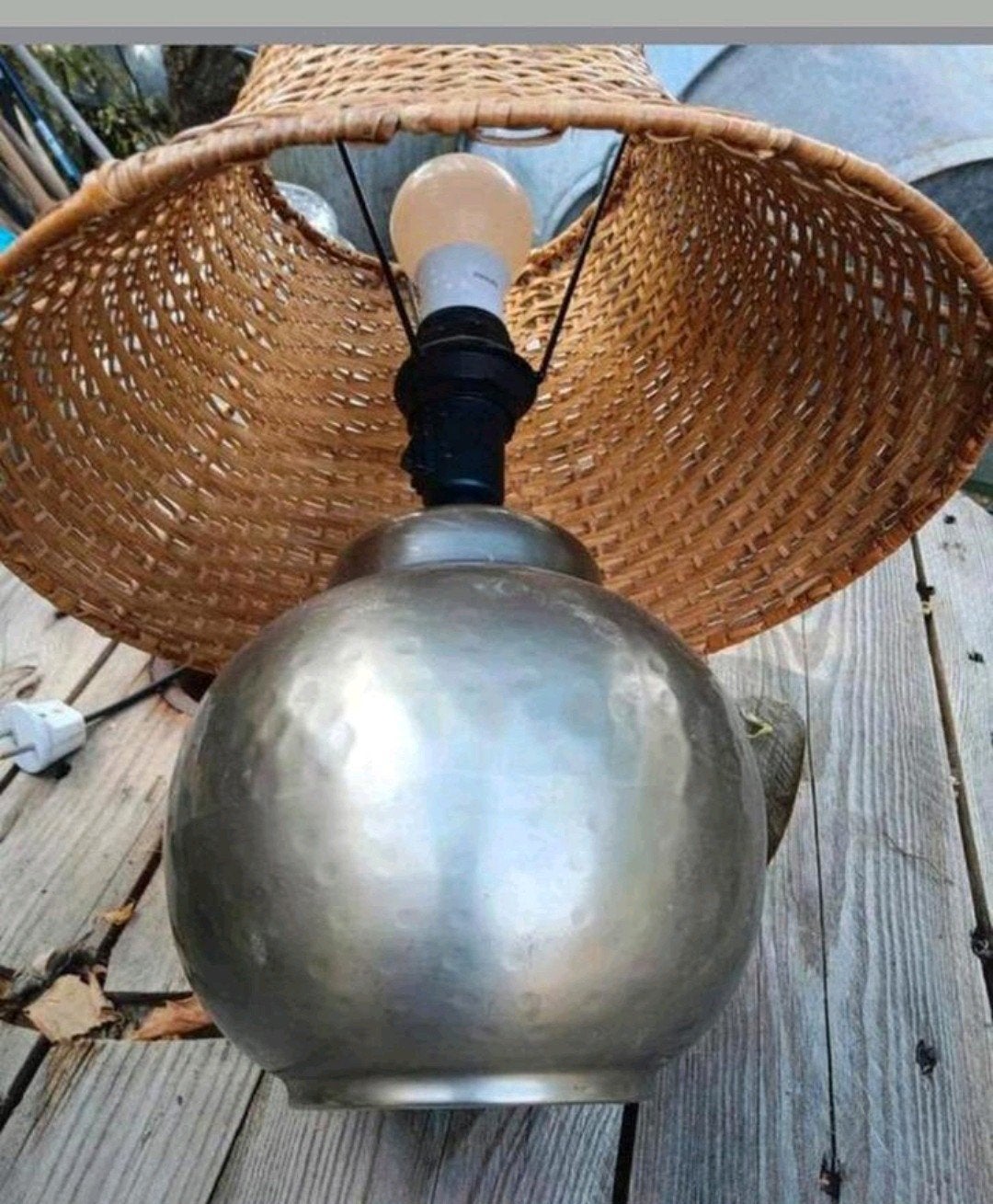 Vintage IKEA lamp met rieten kap, Ophalen of Verzenden