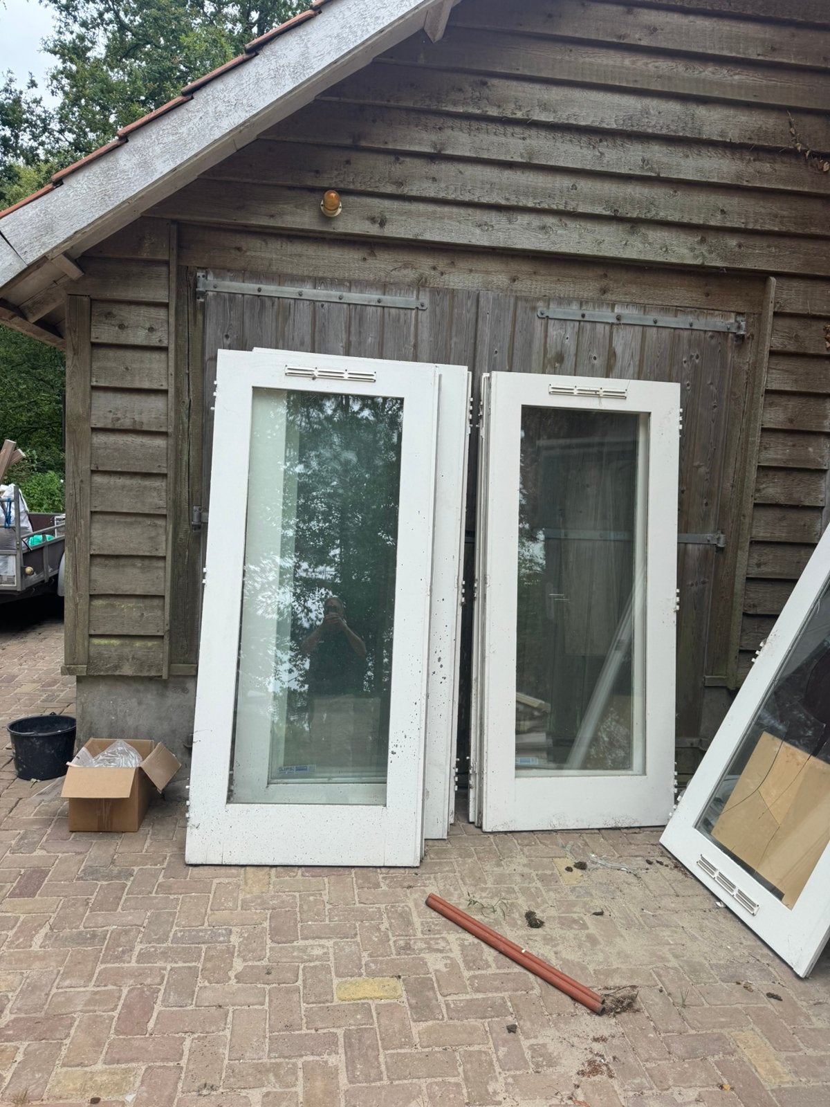 4 sets tuindeuren, Gebruikt, Deurkozijn, 150 tot 225 cm, Inclusief glas