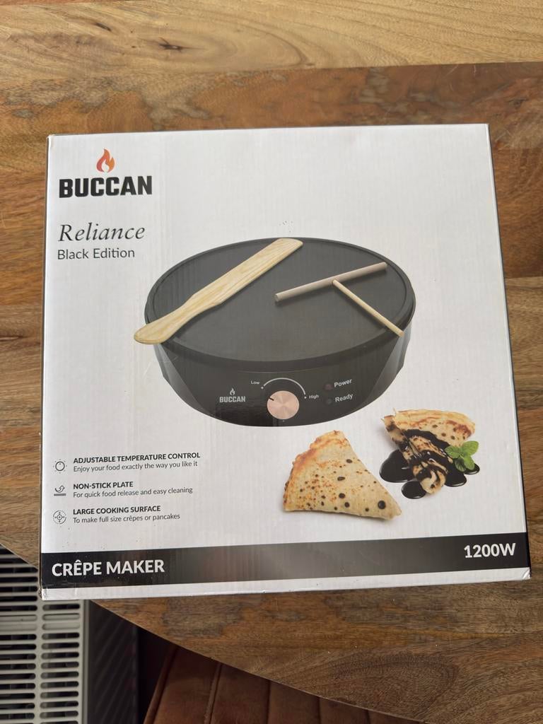 Spiksplinternieuwe Buccan Crêpe Maker - Black Edition 1200W, Overige typen, Nieuw, Ophalen of Verzenden, Zwart