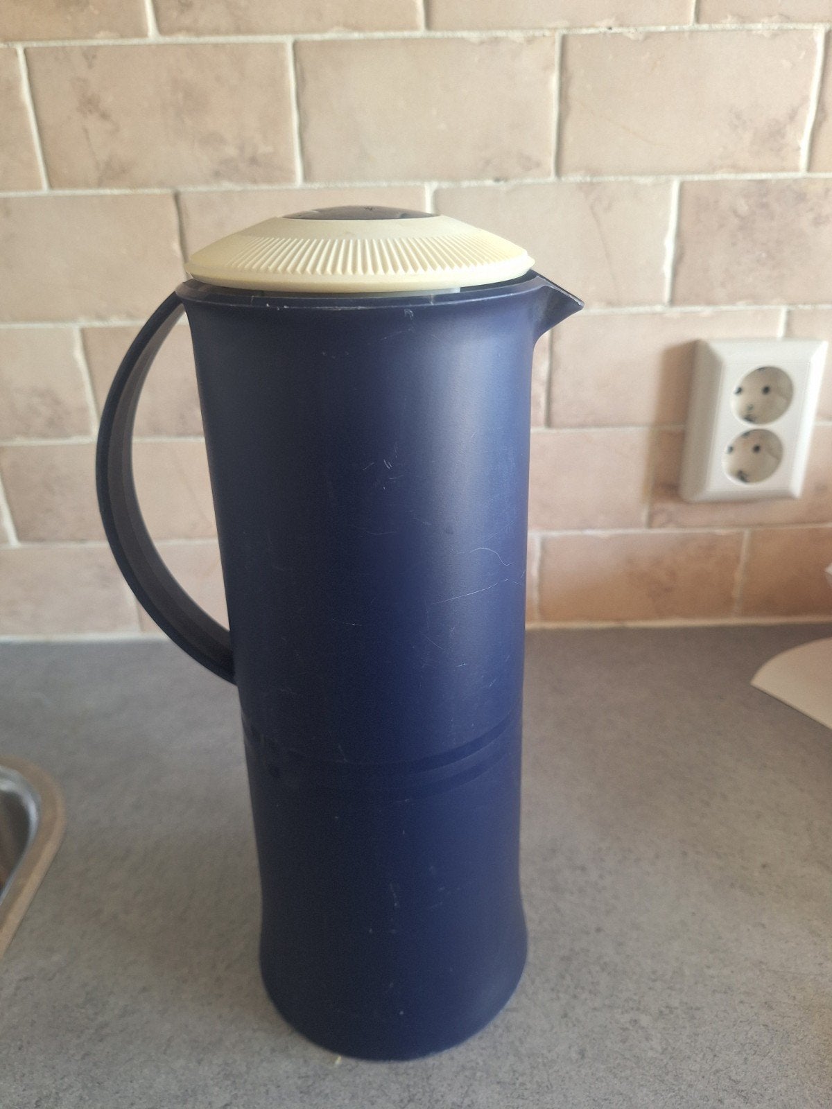 Tupperware koffiepot blauw met wit, Ophalen of Verzenden, Gebruikt, Lekvrij