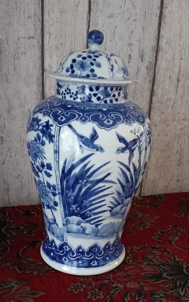 Chinese blauw-witte porseleinen dekselpot,, Antiek en Kunst, Ophalen of Verzenden