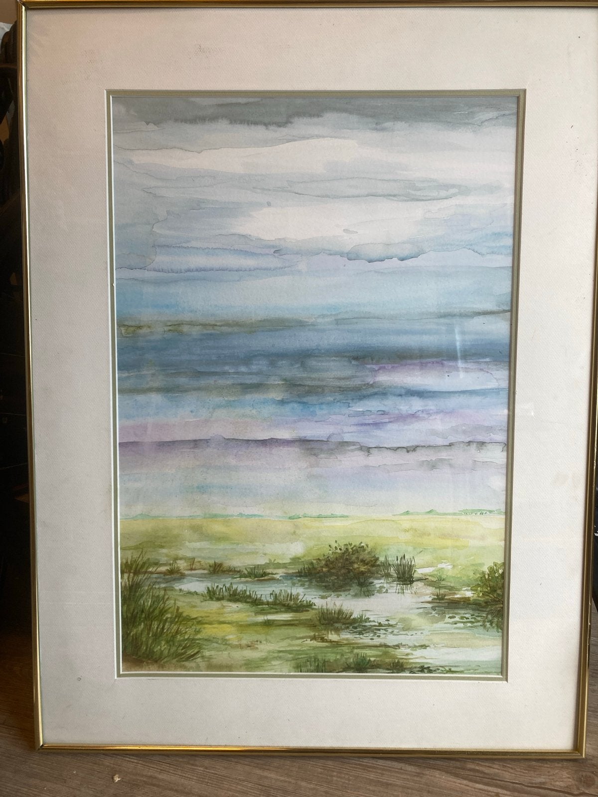Aquarel Landschap afm lijst 80 x 60 cm., Antiek en Kunst, Ophalen, Realistisch, Landschap, Aquarel