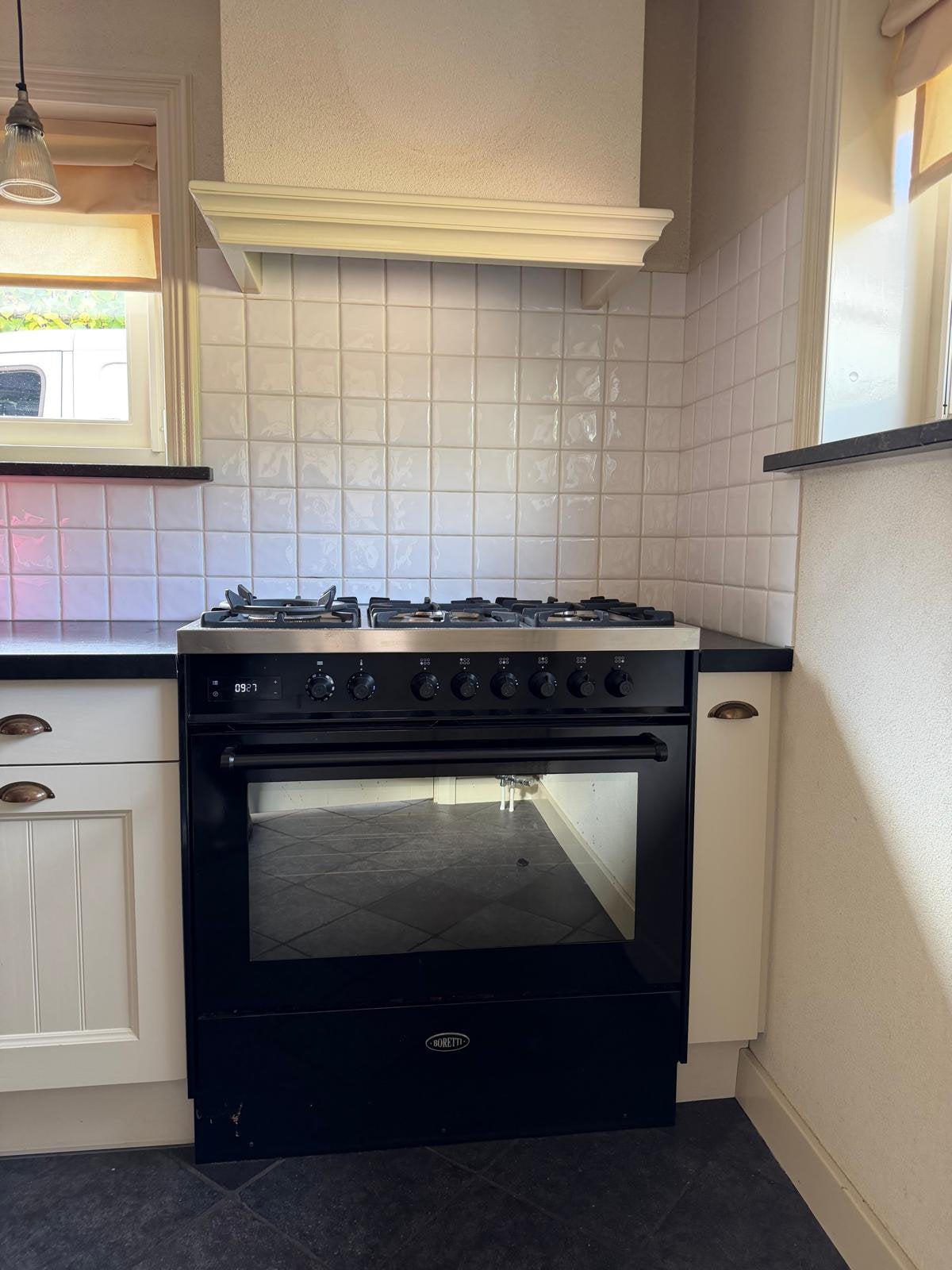 Boretti MLG96BZW 90cm 6 pit gasfornuis ZGAN, Ophalen, 60 cm of meer, Zo goed als nieuw, Gas
