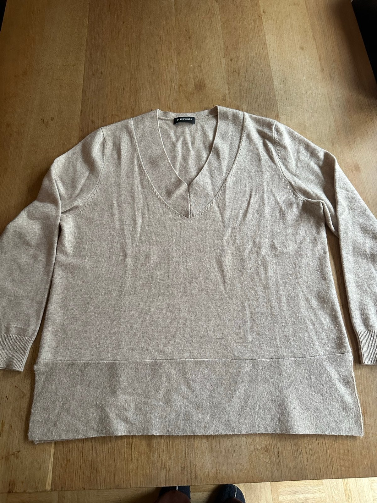 Repeat trui V-hals beige maat 40, Ophalen of Verzenden, Zo goed als nieuw, Maat 38/40 (M), Beige