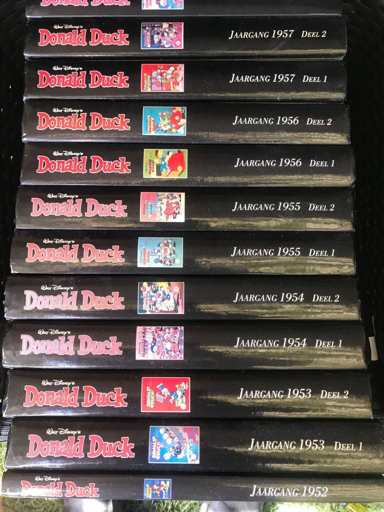 Donald Duck serie van 9 boeken jaargang 1952 t/m 1956, Boeken, Complete serie of reeks, Ophalen of Verzenden, Gelezen