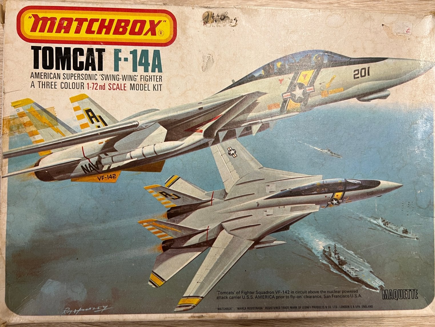 Matchbox F14A tomcat 1-72, Hobby en Vrije tijd, Modelbouw | Vliegtuigen en Helikopters, Ophalen of Verzenden, Zo goed als nieuw