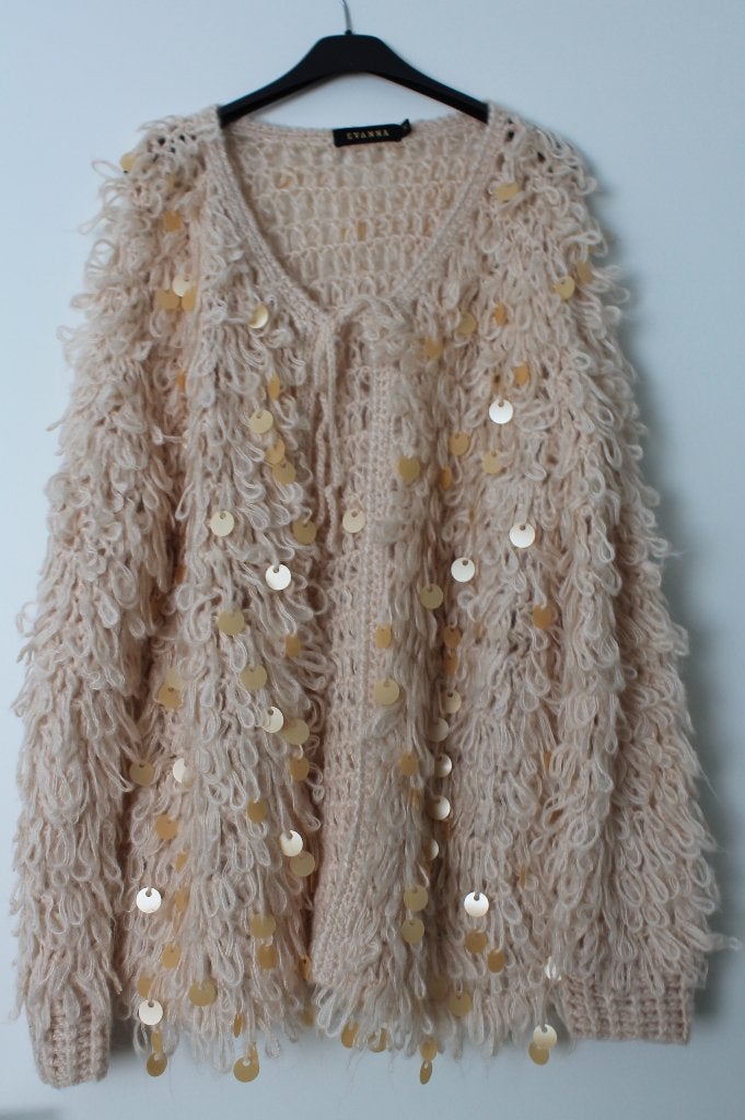 Evanna zalmroze vest met pailletten, Maat 38/40 (M), Verzenden, Beige, Nieuw