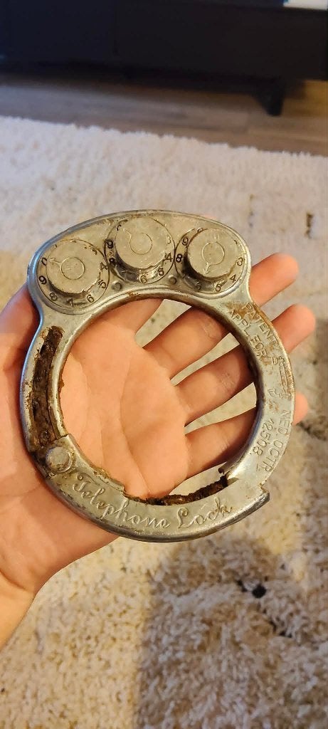 Zeldzaam Hopmi Klokslot – Antiek fietsslot thelephone lock, Ophalen of Verzenden, Gebruikt, Ringslot