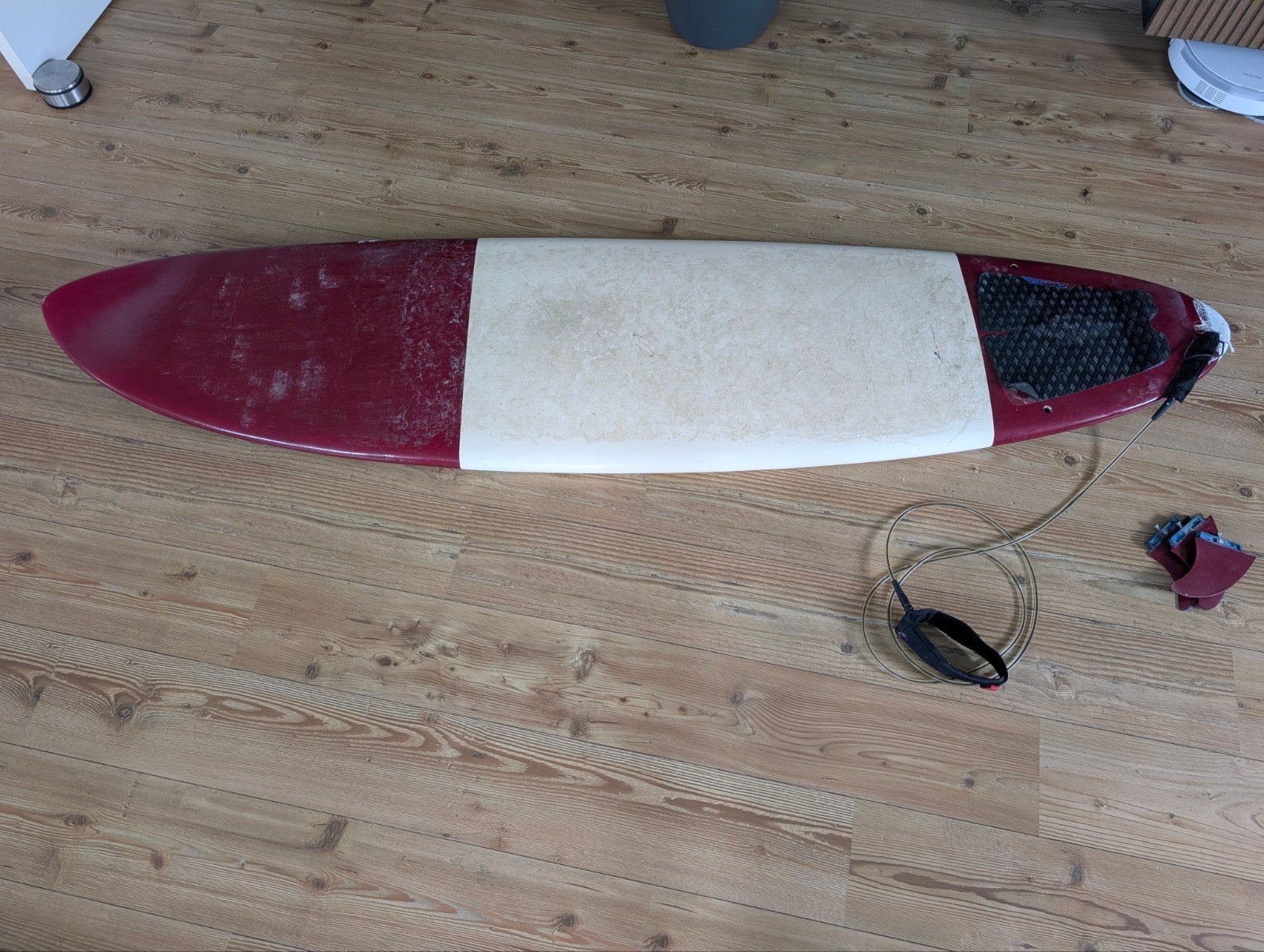 Gebruikt NSP 7`6 Surfplank - Rood/Wit, Watersport en Boten, Ophalen, Gebruikt, Shortboard, Met vinnen