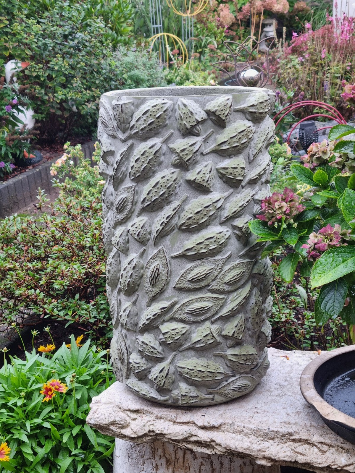 Hoge, 52 cm,  terraspot  met aparte groene decoratie, Ophalen, Zo goed als nieuw