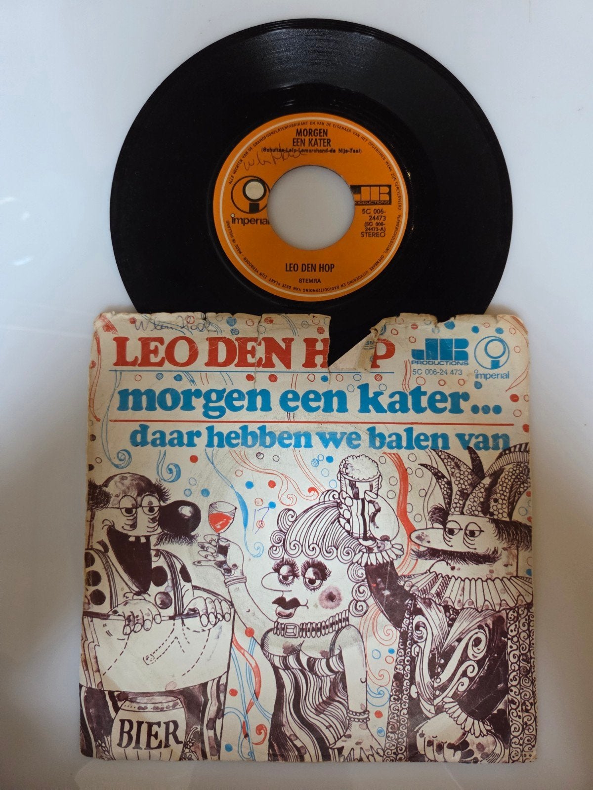 Leo Den Hop - Morgen een kater...., Cd's en Dvd's, Ophalen of Verzenden, Gebruikt, 7 inch, Nederlandstalig