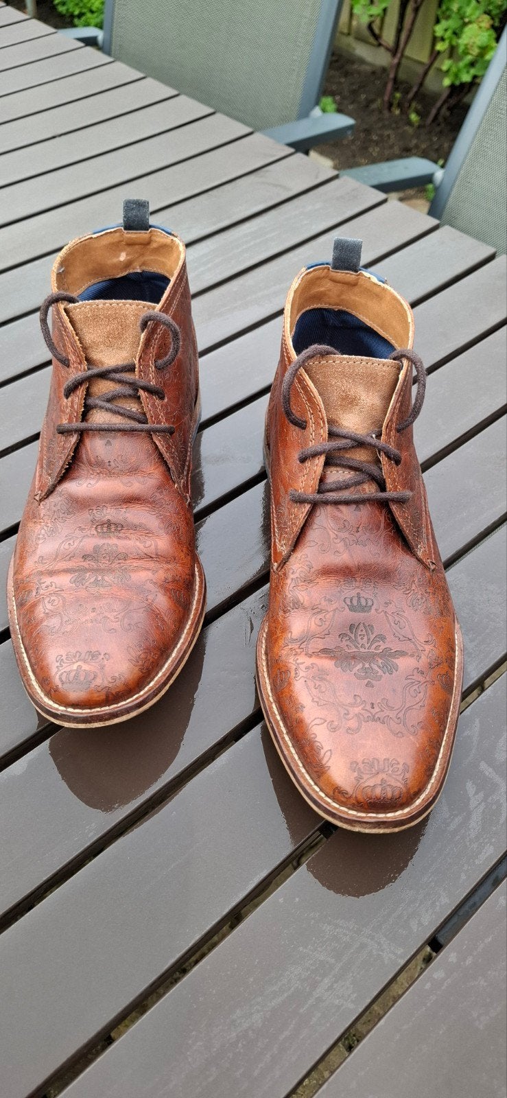 Invito leren boots met patroon - Maat 44, Bruin, Boots, Invito, Ophalen of Verzenden
