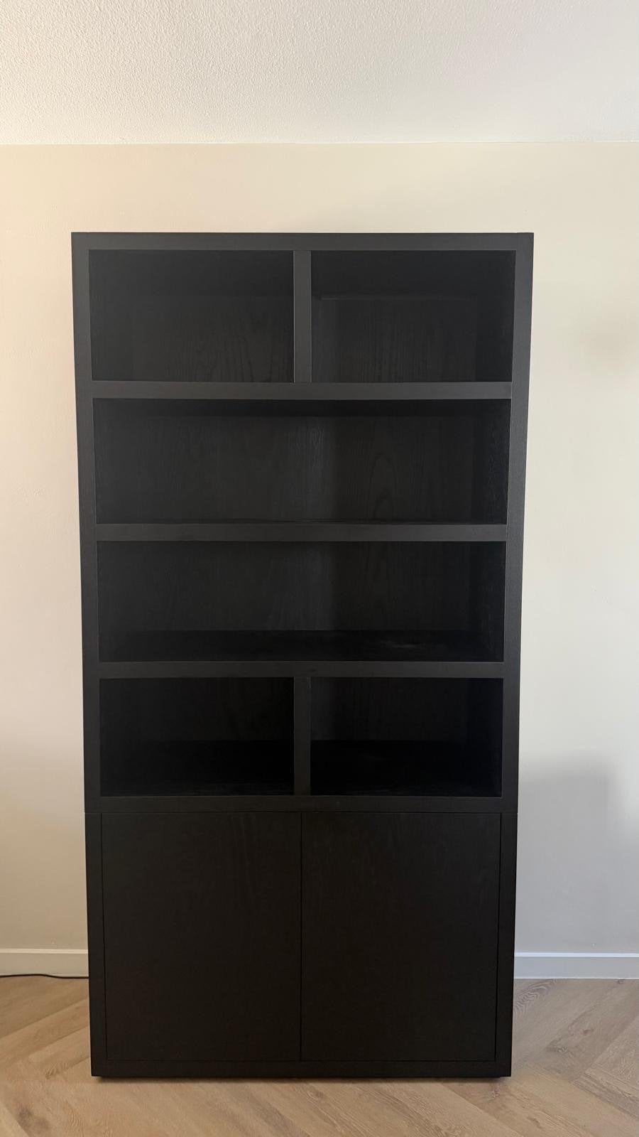 Buffetkast Barcelona Goossens - Zwart eiken met verlichting, Ophalen, 200 cm of meer, Eikenhout, 50 tot 100 cm