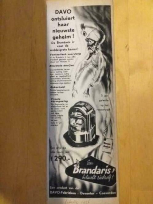 DAVO BRANDARIS KACHEL - ADVERTENTIE UIT TIJDSCHRIFT 1956, Ophalen of Verzenden, 1940 tot 1960, Knipsel(s)