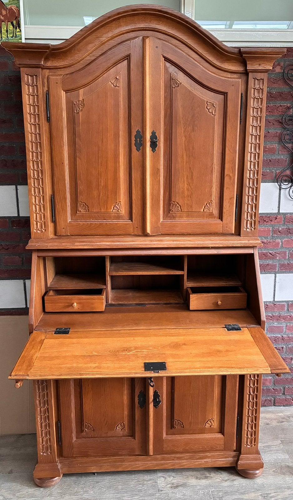 Massief houten secretaire/bureau, Ophalen of Verzenden, Gebruikt