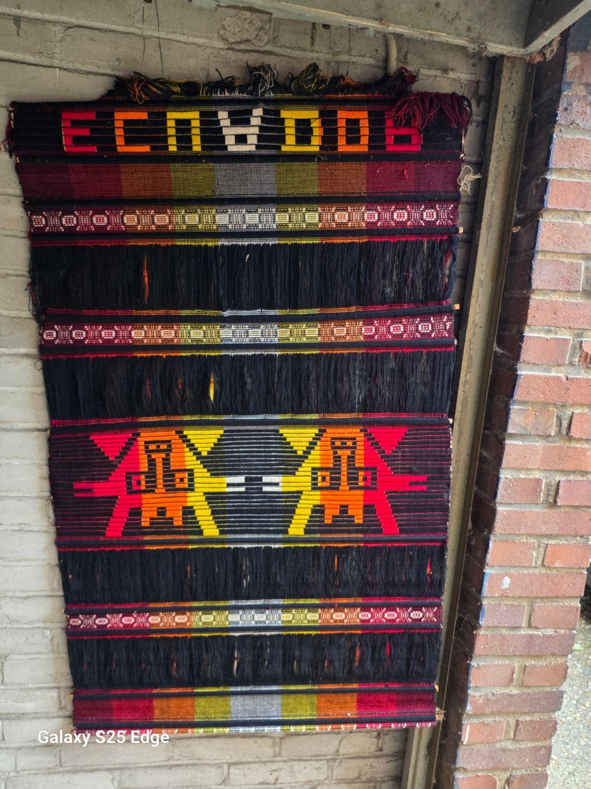 Uniek handgeweven wandkleed uit Ecuador, Wanddecoratie, Textiel, Ophalen of Verzenden, Meerkleurig