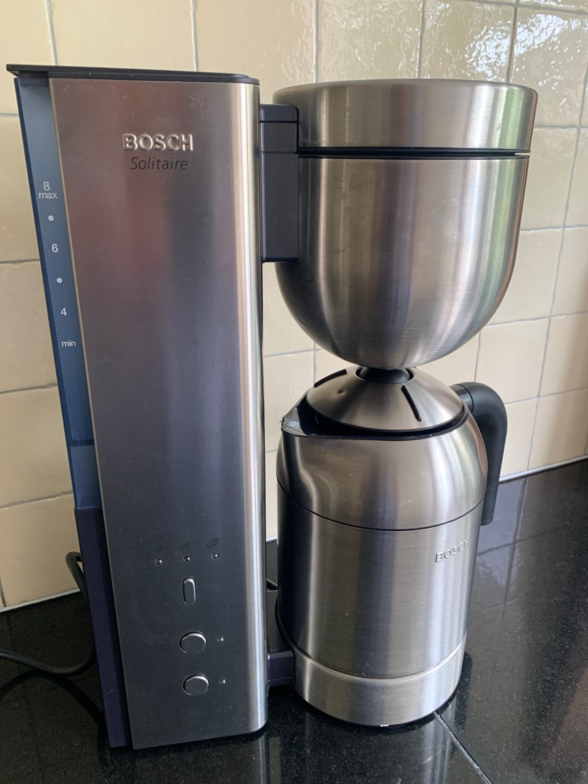 Bosch Solitaire Koffiezetapparaat - RVS Design, Afneembaar waterreservoir, Gebruikt, Koffiemachine, Gemalen koffie