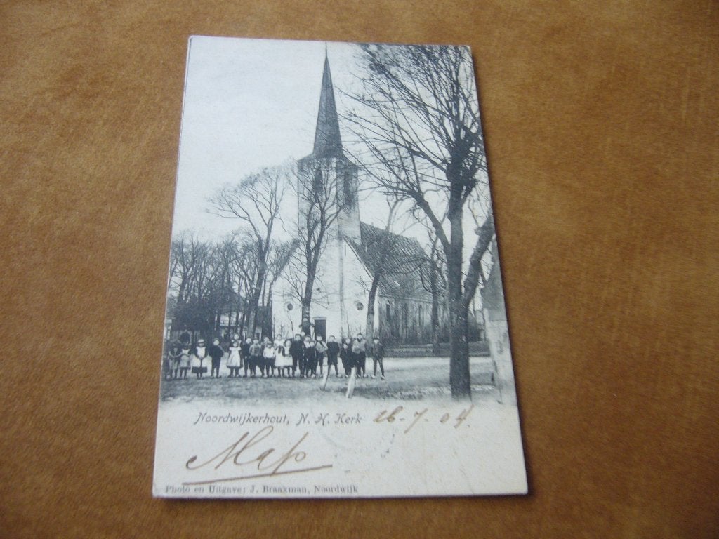 NOORDWIJKERHOUT = N.H KERK - UITGEVER J. BRAAKMAN BRIEFKAART, Verzamelen, Ansichtkaarten | Nederland, Ophalen of Verzenden, Voor 1920