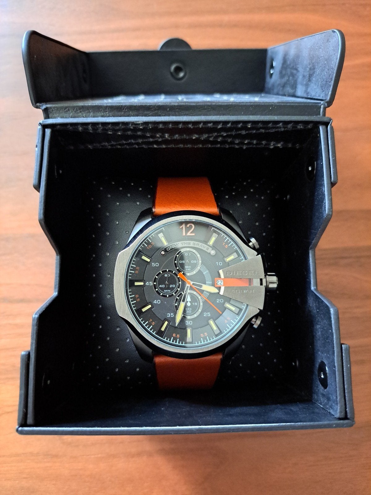 Diesel Mega Chief herenhorloge, Overige merken, Leer, Staal, Polshorloge