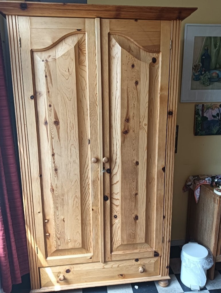 Mooie grenen houten kledingkast, Gebruikt, 100 tot 150 cm, 200 cm of meer, Grenenhout