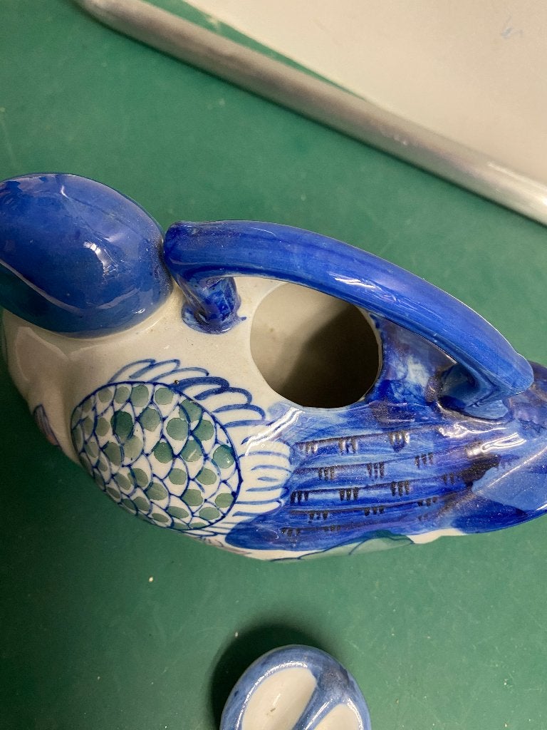 Decoratieve keramische eend theepot/schenkkan, Keramiek, Ophalen of Verzenden, Zo goed als nieuw, Theepot