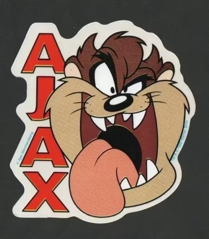 Sticker Ajax Amsterdam Tasmanian Devil Voetbal Looney Tunes., Verzamelen, Ophalen of Verzenden, Zo goed als nieuw