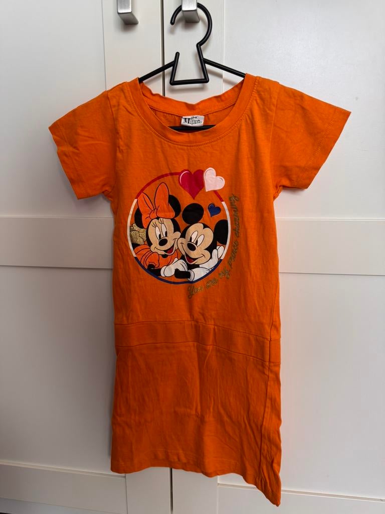 Oranje jurkje minnie en mickey mouse, Ophalen of Verzenden, Zo goed als nieuw, Meisje, Jurk of Rok