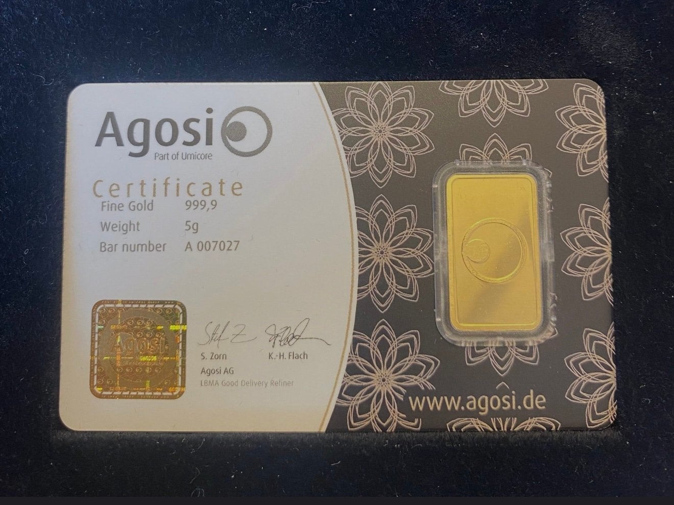 Goudstaaf 24 karaat Agosi gecertificeerd, Verzenden, Goud