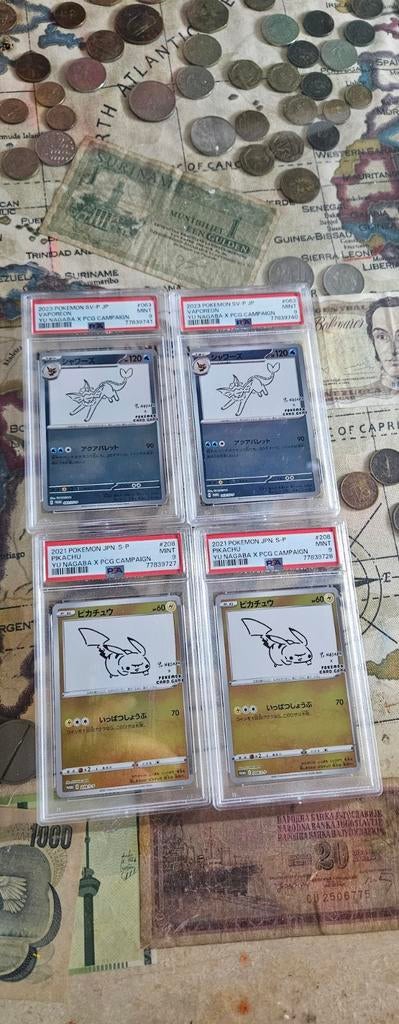 Pikachu & vaporeon yu nagaba psa 9 laatste paar! Mooi!!!, Ophalen of Verzenden, Zo goed als nieuw