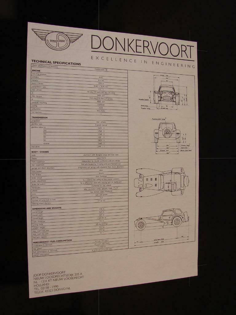 Donkervoort flyers S8 S8A S8AT, Boeken, Ophalen of Verzenden, Overige merken