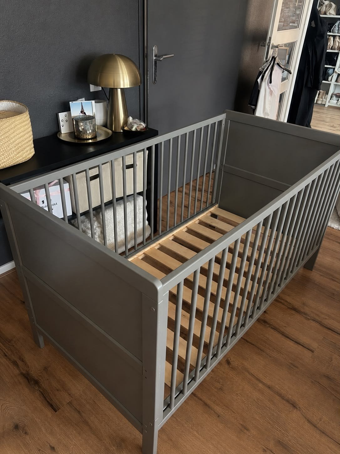 Petite Amélie Babybed/Meegroeibed "Evolutif" Aurore Grijs, 70 tot 85 cm, 140 tot 160 cm, Zo goed als nieuw, Ophalen