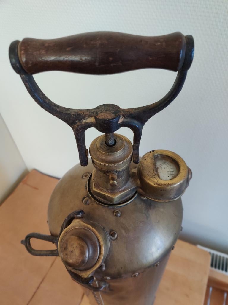 Antieke Pokolos No. 1 brandblusser van messing, Antiek en Kunst, Ophalen of Verzenden
