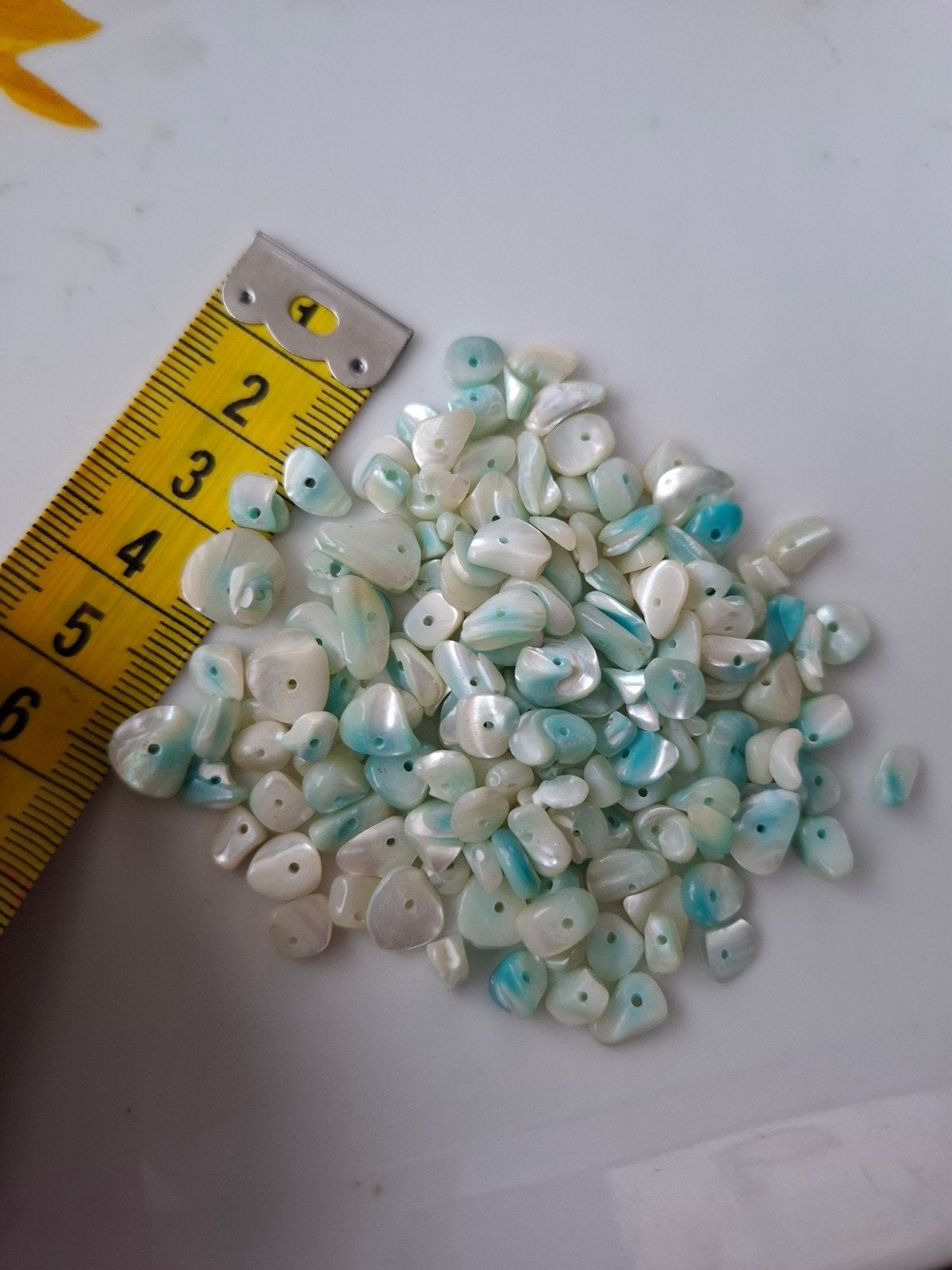Natuursteen kralen chips edelsteen wit blauw lichtblauw, Kraal, -, -, Nieuw
