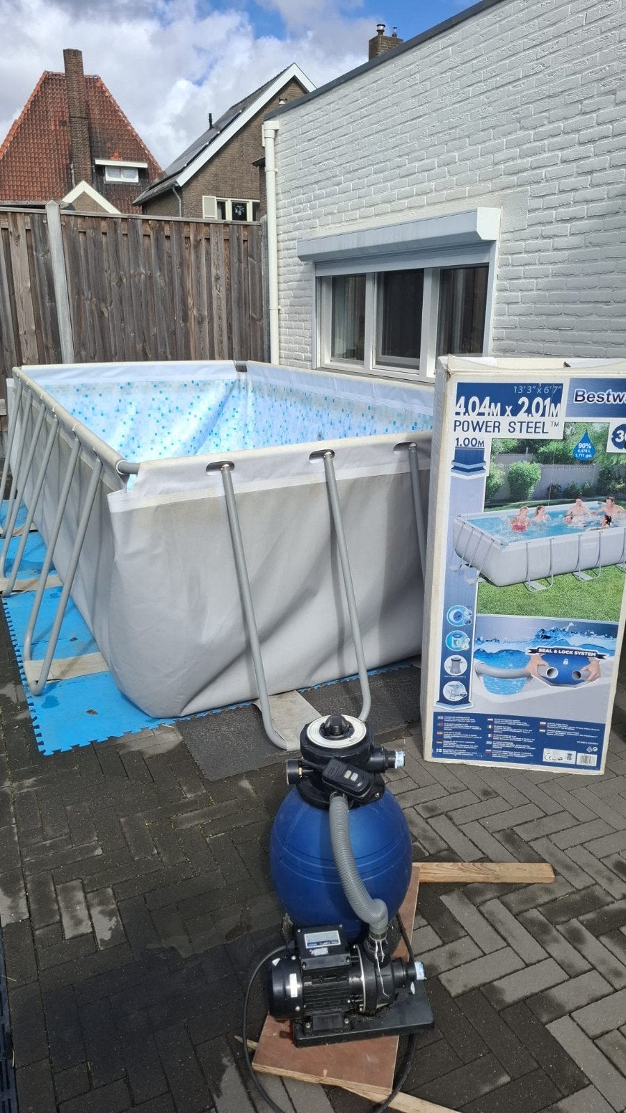 Bestway Steel Pro opzetzwembad incl pomp en trap, Ophalen, Gebruikt, 200 tot 300 cm, 80 tot 120 cm