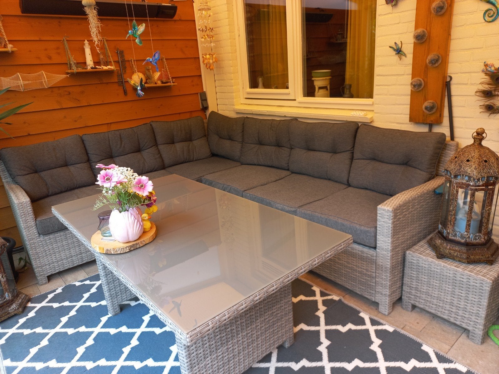 Lounge hoekbank, Ophalen of Verzenden, Zo goed als nieuw, Composiet