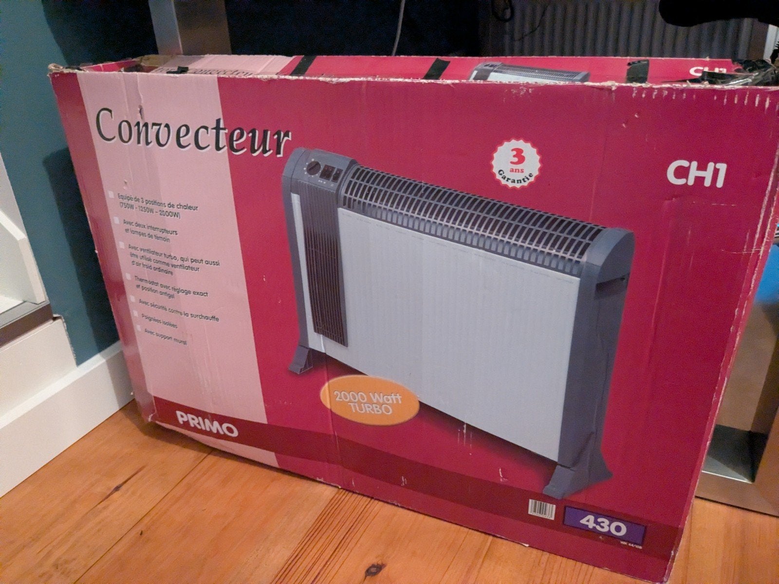 Primo CH1 Convector kachel 2000 Watt Turbo, Doe-het-zelf en Verbouw, Ophalen, 30 tot 80 cm, Kachel, Zo goed als nieuw