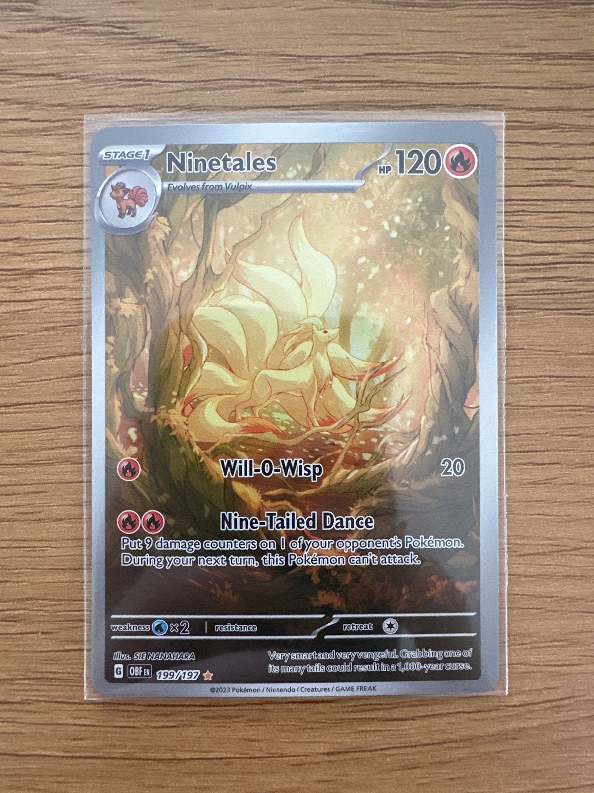 Ninetales 199/197 Pokémon kaart (Obsidian Flames), Ophalen, Zo goed als nieuw, Losse kaart