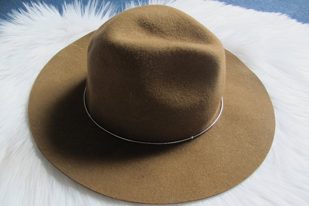 Felt fedora hat with metal band, Ophalen of Verzenden, Nieuw, 55 cm (S, 6⅞ inch) of minder, Hoed