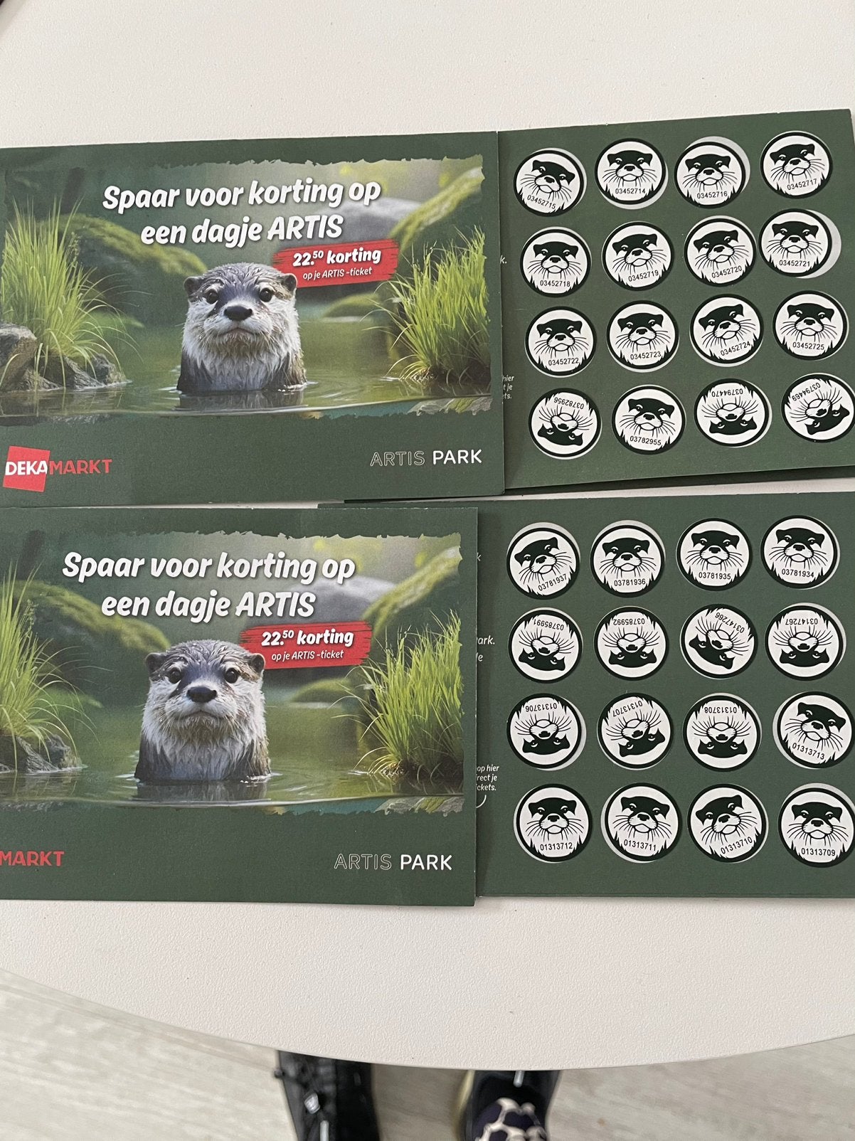 3x volle spaarkaart Artis zegels +nr 4 mist 1 zegel, Ophalen of Verzenden, Winkel, Super of Benzinepomp, Volle spaarkaart