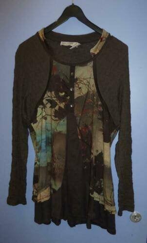 Deca tuniek in bruin tinten herfst look mt T5 - XL nr 29097