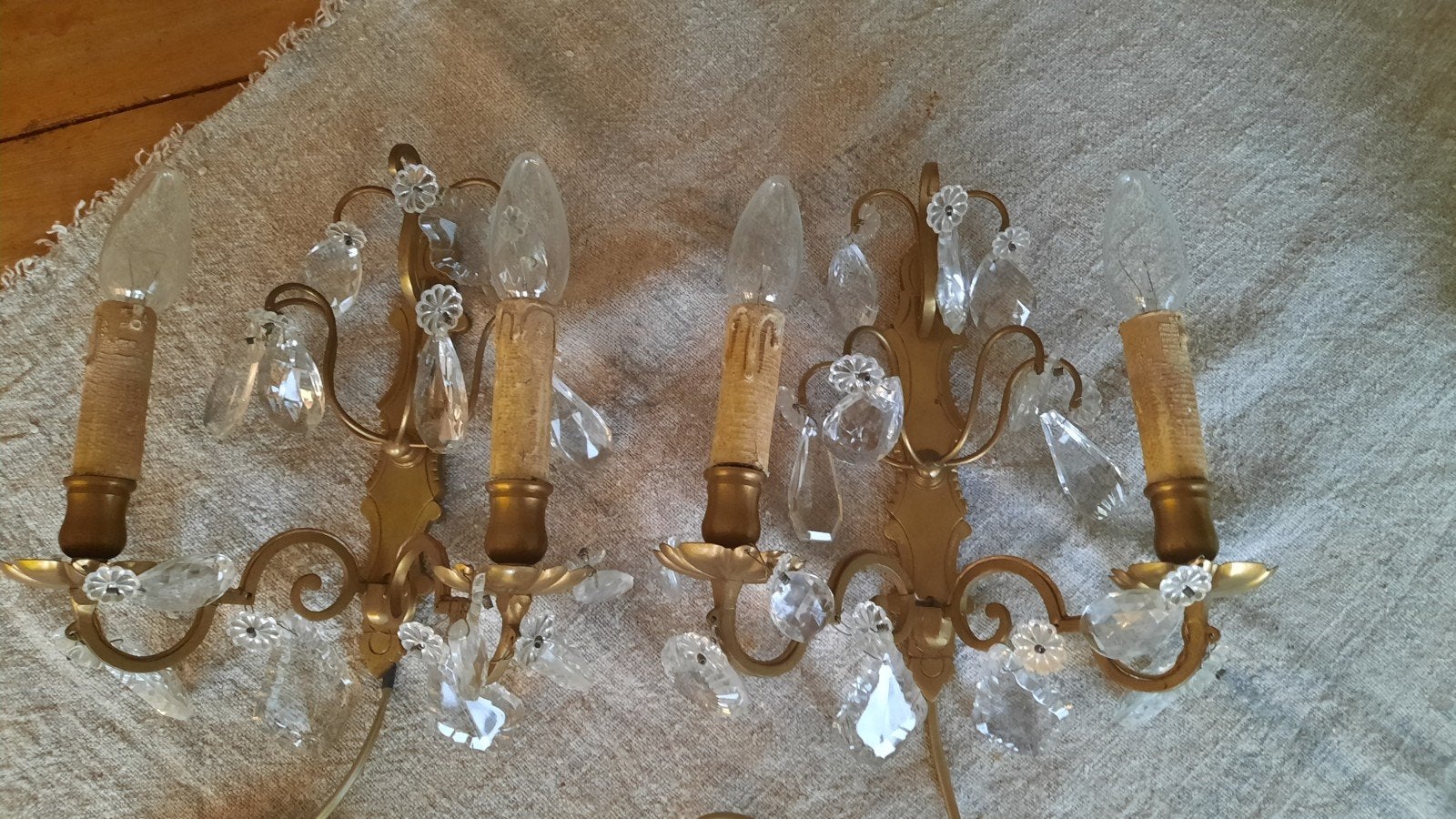 set appliques wandlampjes met pegels 24A (nuzzelspul), Ophalen of Verzenden