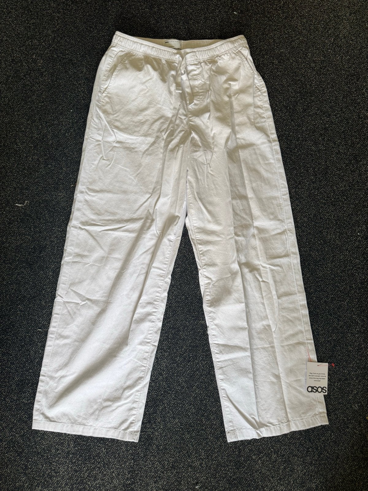 ASOS witte linnen blend broek - wide, Kleding | Heren, Ophalen of Verzenden, Nieuw, Maat 48/50 (M), Wit
