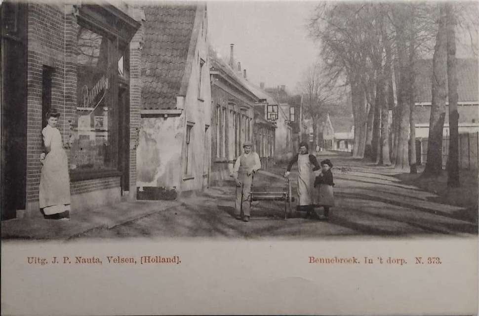 Bennebroek – In 't dorp – Bakkerskar & Animatie – Nauta 1900, Ophalen of Verzenden, Voor 1920, Ongelopen, Noord-Holland