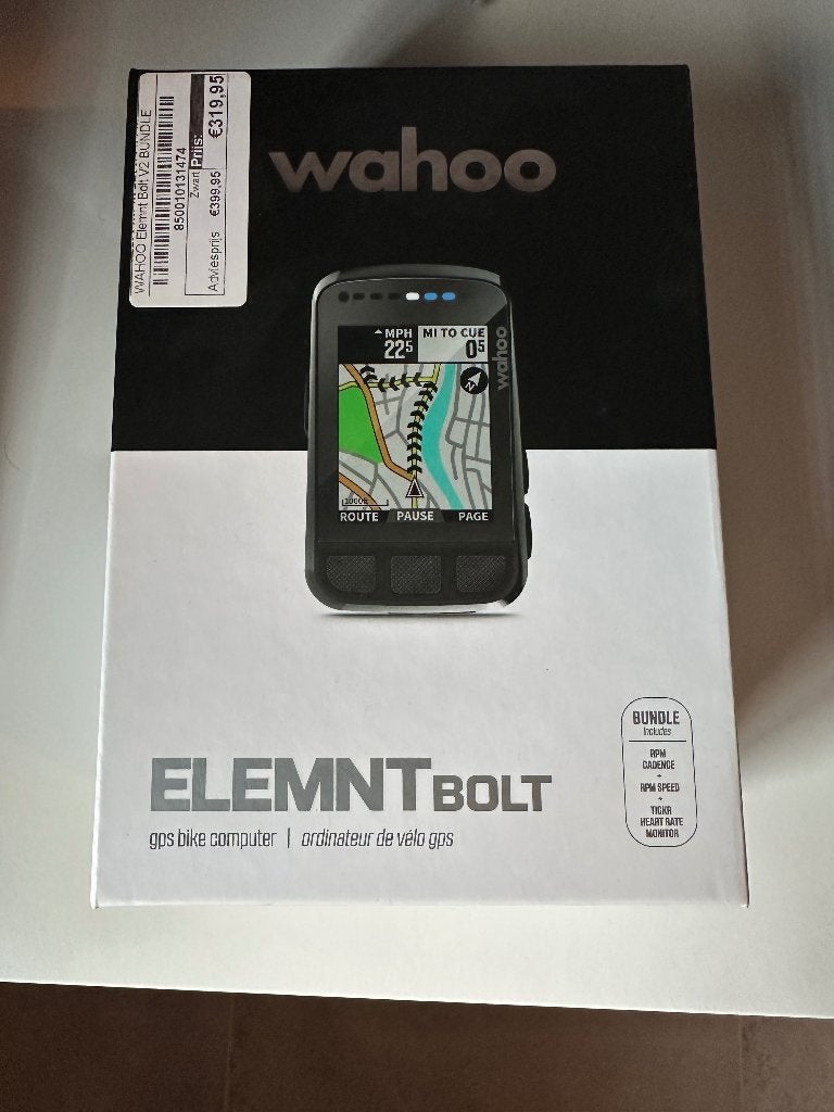 Wahoo elemnt bolt V2 incl snelheid en cadanssensor, Fietsen en Brommers, Ophalen of Verzenden, Cadanssensor, Gebruikt