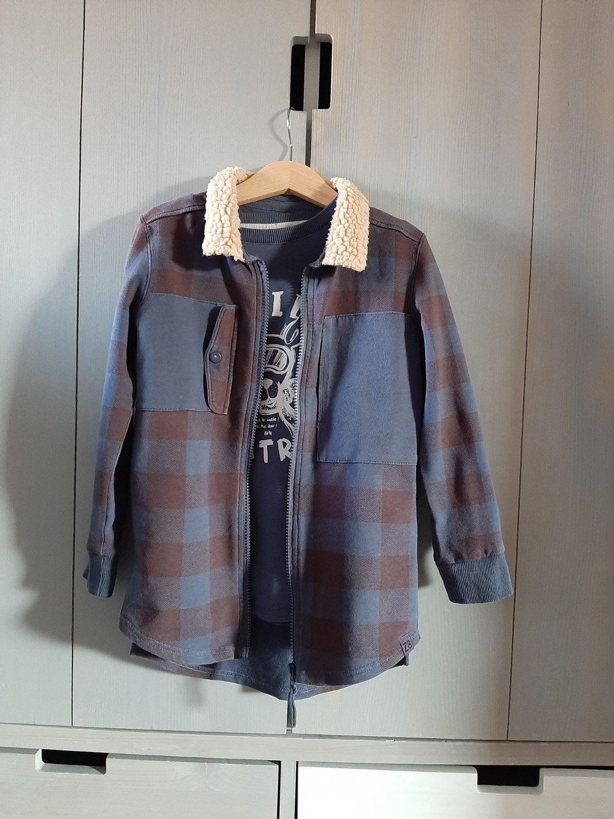 Z8 set baas blouse met longsleeve real check maat 116/122, Z8, Ophalen of Verzenden, Zo goed als nieuw, Setje