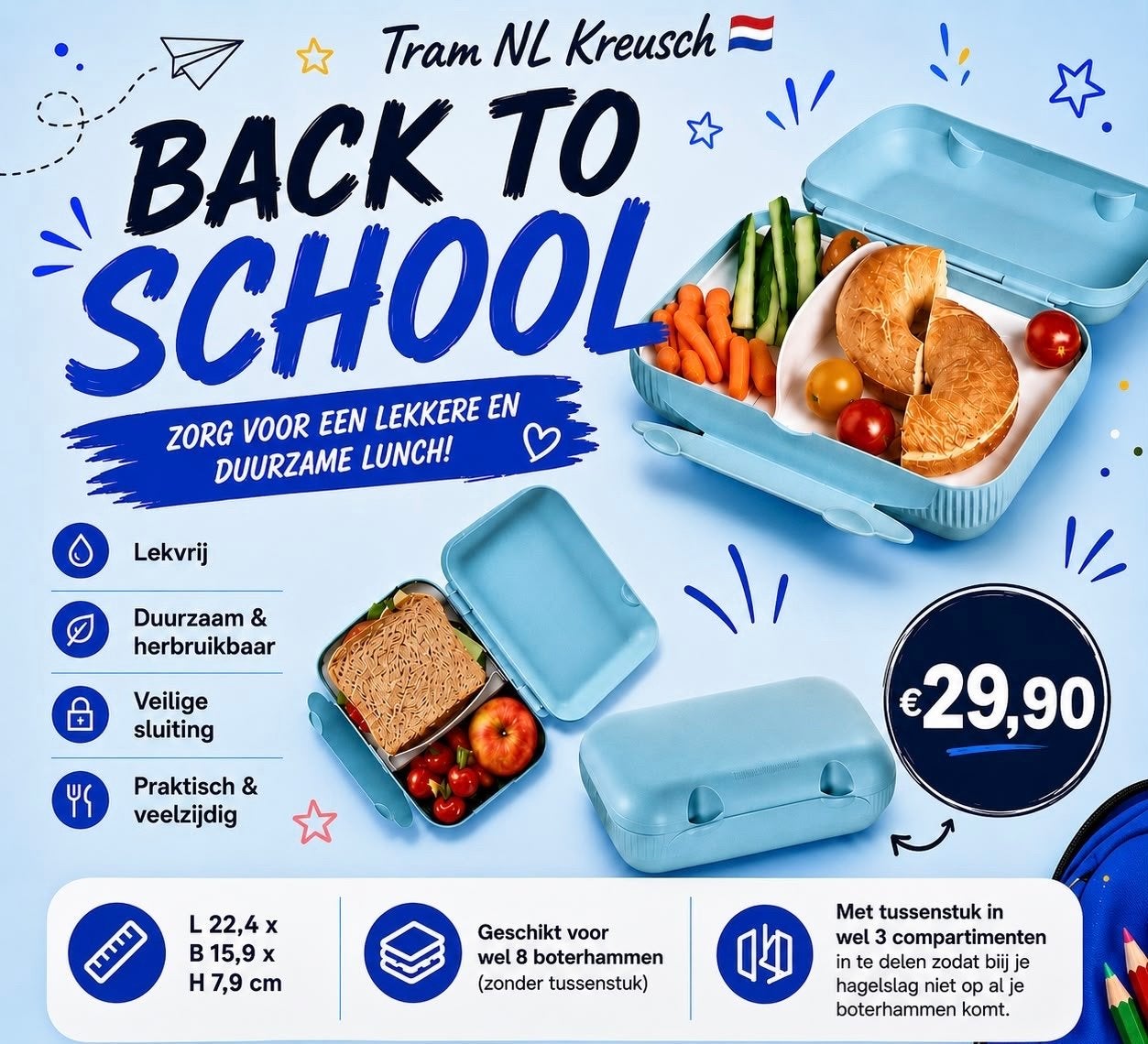 Tupperware Snackpack - Nieuw en Lekvrij, Bewaardoos, Blauw, Nieuw, Ophalen of Verzenden