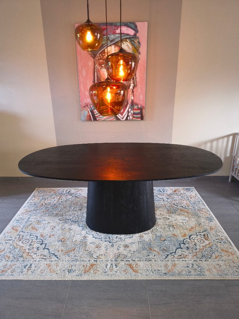 Ovale Eettafel Aron Zwart – 200cm, Huis en Inrichting, Ophalen, Gebruikt, 100 tot 150 cm, 200 cm of meer