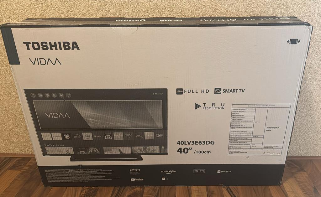 Toshiba 40LV3E63DG 40 inch Full HD Smart TV, Ophalen, 50 Hz, Nieuw, 100 cm of meer