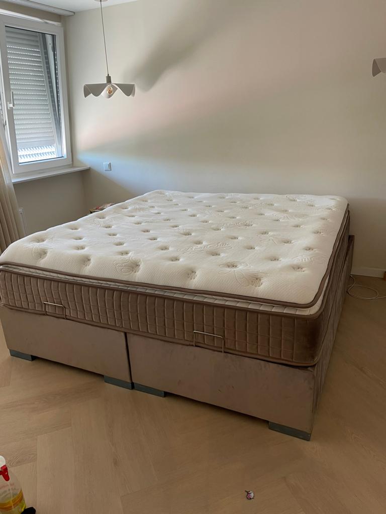 180 x 200 bed met opbergruimte en matras, Ophalen, Bruin, Tweepersoons, Zo goed als nieuw